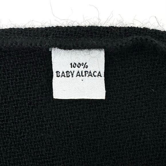 Peru Etnico Baby Alpaca Wool Knit Turtleneck Poncho Black Green OS - Picture 10 of 10